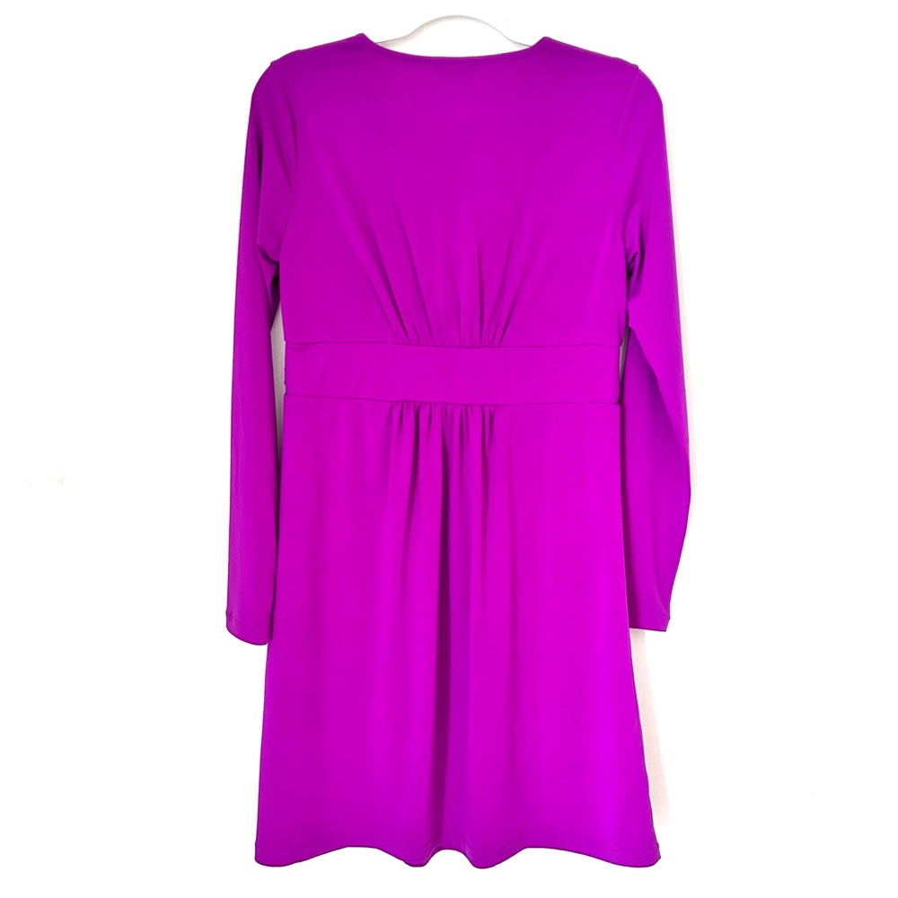 Magenta pleated long sleeve Mini Dress - Picture 6 of 6